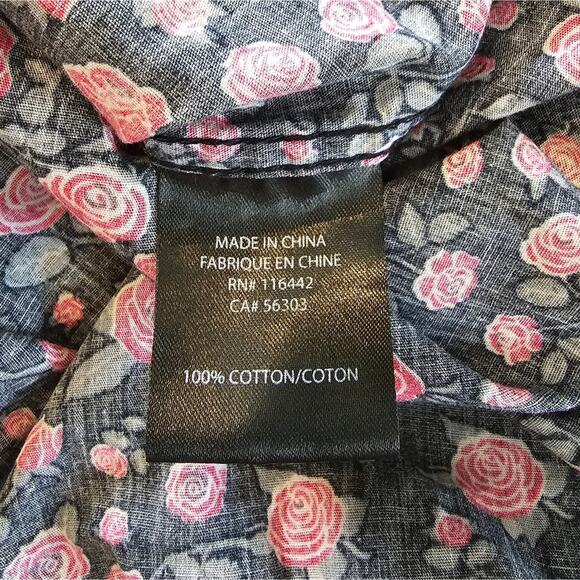 Dravus men’s black button down rose print Short Sleeve shirt Size M - Picture 11 of 12